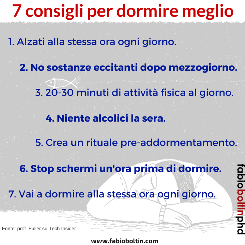 7 consigli per dormire meglio